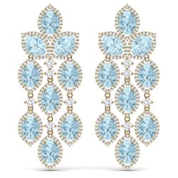 34.25 CTW Royalty Sky Topaz & VS Diamond Earrings 18K Yellow Gold - REF-450H2W - 38936