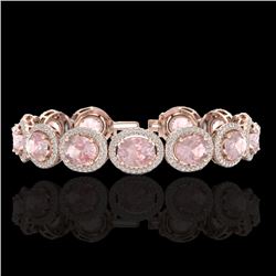 23 CTW Morganite & Micro Pave VS/SI Diamond Certified Bracelet 10K Rose Gold - REF-527N3Y - 22692