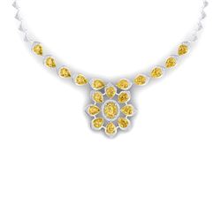 35.5 CTW Royalty Canary Citrine & VS Diamond Necklace 18K White Gold - REF-527M3F - 39042