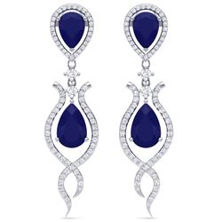 16.57 CTW Royalty Sapphire & VS Diamond Earrings 18K White Gold - REF-327Y3N - 39516