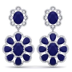 33.88 CTW Royalty Sapphire & VS Diamond Earrings 18K White Gold - REF-436F4M - 39159