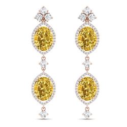 12.21 CTW Royalty Canary Citrine & VS Diamond Earrings 18K Rose Gold - REF-254H5W - 38920