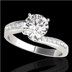 1.4 CTW H-SI/I Certified Diamond Bypass Solitaire Ring 10K White Gold - REF-190X9T - 35072