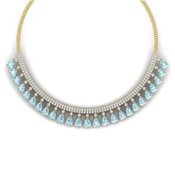 43.05 CTW Royalty Sky Topaz & VS Diamond Necklace 18K Yellow Gold - REF-854R5K - 38882