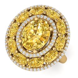 7.21 CTW Royalty Canary Citrine & VS Diamond Ring 18K Yellow Gold - REF-163R6K - 39254
