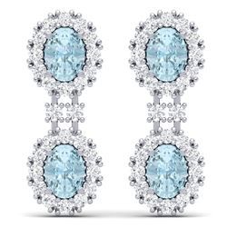 8.8 CTW Royalty Sky Topaz & VS Diamond Earrings 18K White Gold - REF-180X2T - 38820