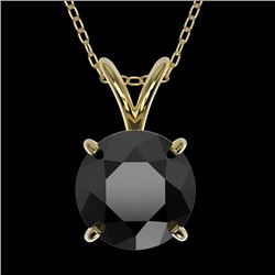 1.50 CTW Fancy Black VS Diamond Solitaire Necklace 10K Yellow Gold - REF-41F3M - 33225