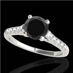1.45 CTW Certified Vs Black Diamond Solitaire Ring 10K White Gold - REF-62F5M - 34982