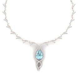 24.32 CTW Royalty Sky Topaz & VS Diamond Necklace 18K Rose Gold - REF-800T2X - 39505