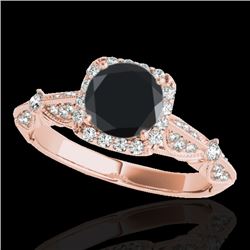 1.36 CTW Certified Vs Black Diamond Solitaire Halo Ring 10K Rose Gold - REF-68M9F - 33755