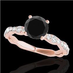1.4 CTW Certified Vs Black Diamond Solitaire Ring 10K Rose Gold - REF-56F2M - 34875