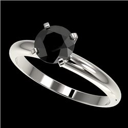 1.25 CTW Fancy Black VS Diamond Solitaire Engagement Ring 10K White Gold - REF-39X5T - 32906