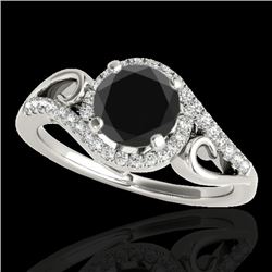 1.25 CTW Certified Vs Black Diamond Solitaire Halo Ring Two Tone 10K White Gold - REF-56W9H - 34171