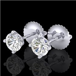 0.65 CTW VS/SI Diamond Solitaire Art Deco Stud Earrings 18K White Gold - REF-97H3W - 37295