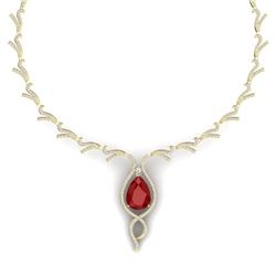 23.43 CTW Royalty Ruby & VS Diamond Necklace 18K Yellow Gold - REF-890H9W - 39500