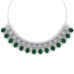 56.05 CTW Royalty Emerald & VS Diamond Necklace 18K White Gold - REF-1145H5W - 39060