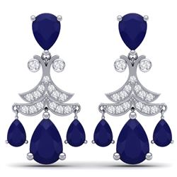 11.97 CTW Royalty Sapphire & VS Diamond Earrings 18K White Gold - REF-170K9R - 38721