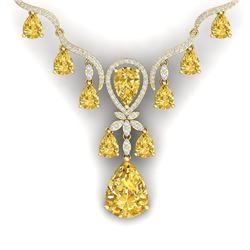 35.70 CTW Royalty Canary Citrine & VS Diamond Necklace 18K Yellow Gold - REF-618Y2N - 38603