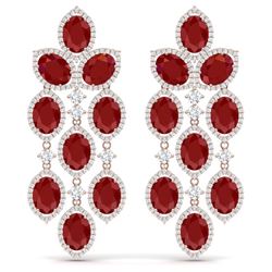 35.15 CTW Royalty Designer Ruby & VS Diamond Earrings 18K Rose Gold - REF-590X9T - 38926