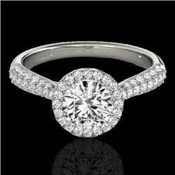 1.4 CTW H-SI/I Certified Diamond Solitaire Halo Ring 10K White Gold - REF-170F4M - 33298