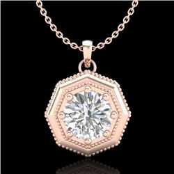 0.75 CTW VS/SI Diamond Solitaire Art Deco Stud Necklace 18K Rose Gold - REF-180N2Y - 37098
