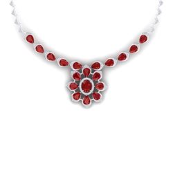 38.46 CTW Royalty Ruby & VS Diamond Necklace 18K White Gold - REF-654W5H - 39033