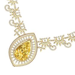 53.17 CTW Royalty Canary Citrine & VS Diamond Necklace 18K Yellow Gold - REF-1309M3F - 39788