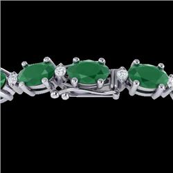 15 CTW Emerald & VS/SI Diamond Certified Eternity Bracelet 10K White Gold - REF-122X8T - 21448