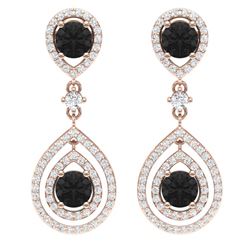 3.62 CTW Certified Black VS Diamond Earrings 18K Rose Gold - REF-190W9H - 39112