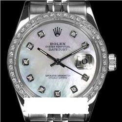 Rolex Men's Stainless Steel, QuickSet, Diamond Dial & Diamond Bezel - REF-474M5H