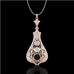 1.75 CTW Fancy Black Diamond Solitaire Art Deco Stud Necklace 18K Rose Gold - REF-172R8K - 37612