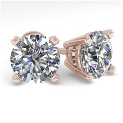 3 CTW Certified VS/SI Diamond Stud Earrings 18K Rose Gold - REF-931X5T - 32315