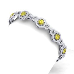 12 CTW Si/I Fancy Yellow And White Diamond Bracelet 18K White Gold - REF-845H5W - 40118