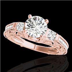 1.38 CTW H-SI/I Certified Diamond Solitaire Antique Ring 10K Rose Gold - REF-174M5F - 34640