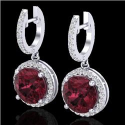 5.50 CTW Garnet & Micro Pave VS/SI Diamond Designer Halo 18K White Gold - REF-87W8H - 23183