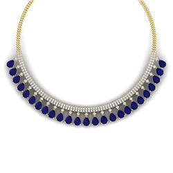 51.75 CTW Royalty Sapphire & VS Diamond Necklace 18K Yellow Gold - REF-981K8R - 38879