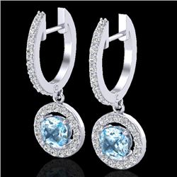 1.75 CTW Sky Topaz & Micro Pave Halo VS/SI Diamond Earrings 18K White Gold - REF-82K8R - 23259