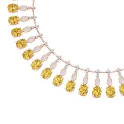 50.16 CTW Royalty Canary Citrine & VS Diamond Necklace 18K Rose Gold - REF-927W3H - 39136