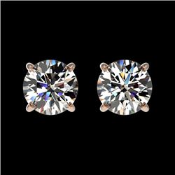 1.02 CTW Certified H-SI/I Quality Diamond Solitaire Stud Earrings 10K Rose Gold - REF-114F5M - 36567