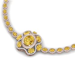 42.53 CTW Royalty Canary Citrine & VS Diamond Necklace 18K Rose Gold - REF-818W2H - 39343