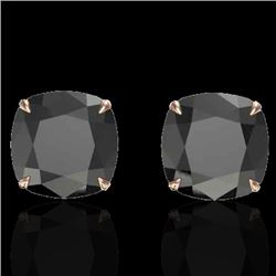12 CTW Cushion Cut Black VS/SI Diamond Designer Stud Earrings 14K Rose Gold - REF-208T2X - 21774