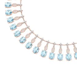 65.76 CTW Royalty Sky Topaz & VS Diamond Necklace 18K Rose Gold - REF-945T5X - 39133