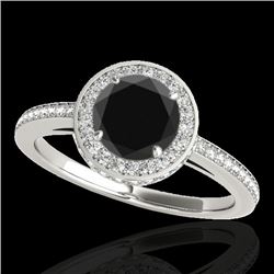 1.55 CTW Certified Vs Black Diamond Solitaire Halo Ring 10K White Gold - REF-86N9Y - 34277