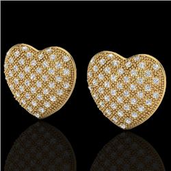 1.50 Designer CTW Micro Pave VS/SI Diamond Heart Earrings 14K Yellow Gold - REF-110H4W - 20178