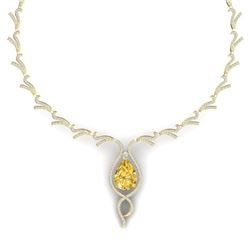 23.02 CTW Royalty Canary Citrine & VS Diamond Necklace 18K Yellow Gold - REF-800R2K - 39509