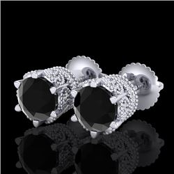 2.04 CTW Fancy Black Diamond Solitaire Art Deco Stud Earrings 18K White Gold - REF-89X3T - 38094