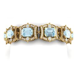 42.18 CTW Royalty Sky Topaz & VS Diamond Bracelet 18K Yellow Gold - REF-654F5M - 38786