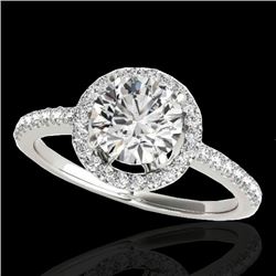 1.4 CTW H-SI/I Certified Diamond Solitaire Halo Ring 10K White Gold - REF-172Y8N - 34096