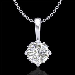 0.62 CTW VS/SI Diamond Solitaire Art Deco Stud Necklace 18K White Gold - REF-101W8H - 37022