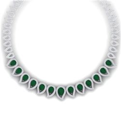 33.4 CTW Royalty Emerald & VS Diamond Necklace 18K White Gold - REF-1236F4M - 39435